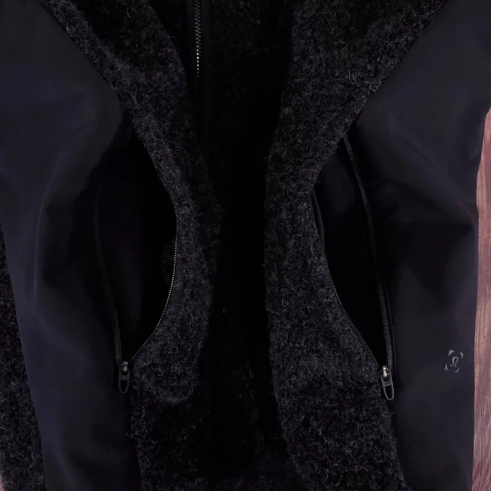 Lululemon Tundra Trek Vest Mens Small Wool Blend Sherpa Fleece Heathered Black - Picture 6 of 13